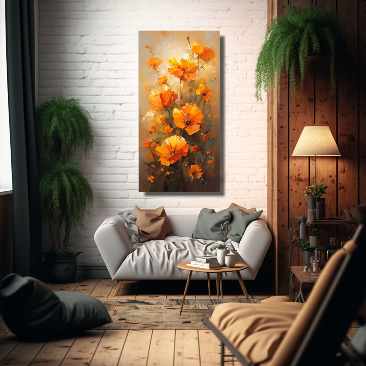 LIENZO VERTICAL ESPACIO A FLORES AMARILLAS Y 50X100 CM - 2