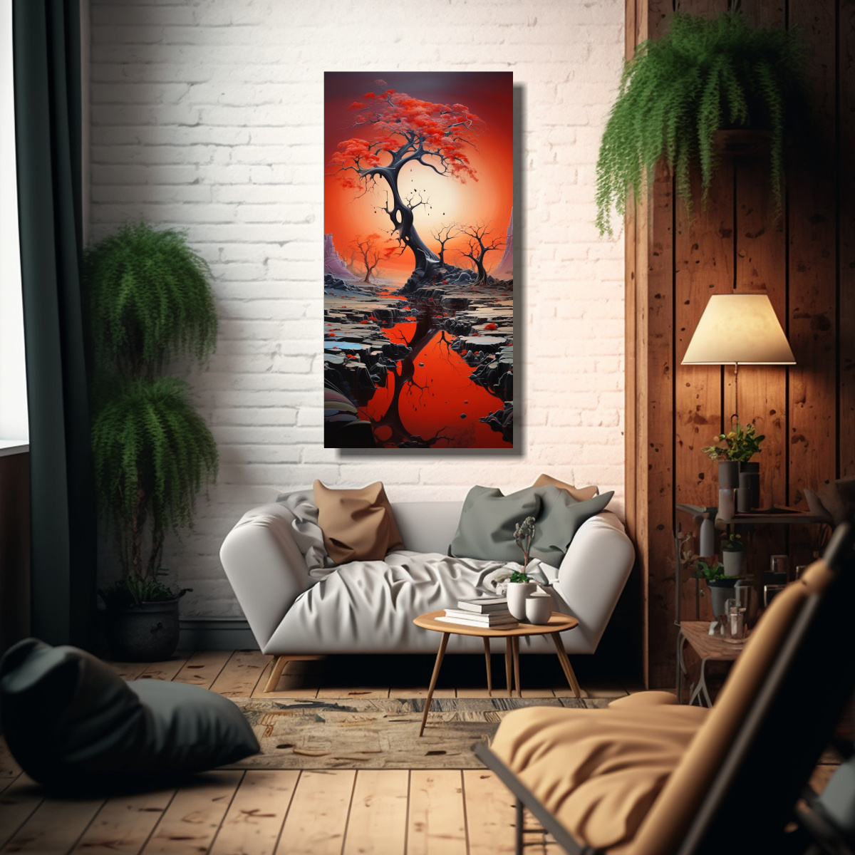 PINTURAS ABSTRACTAS DE PAISAJES ACUARELA ELEGANTE 80X160 CM - 2
