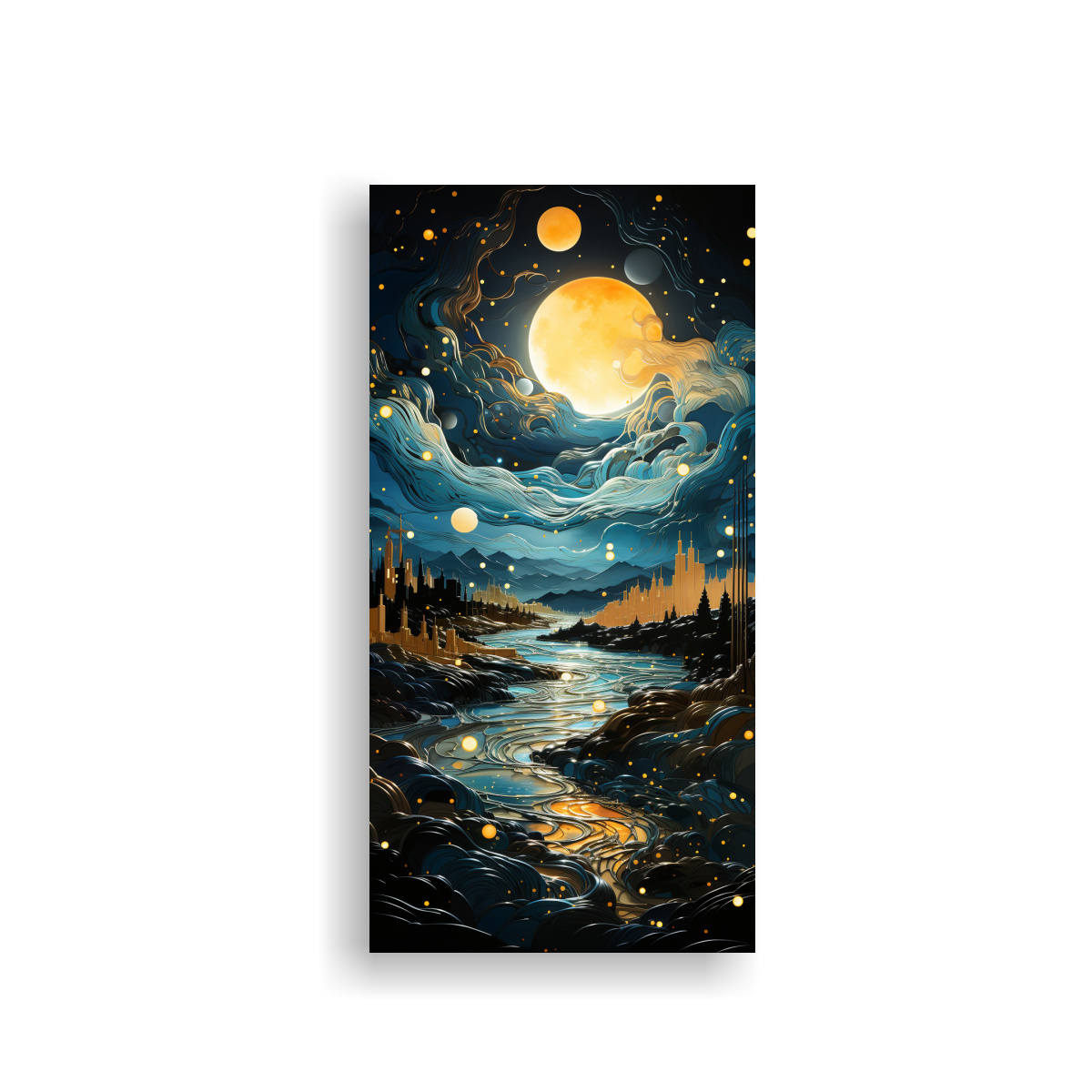 PINTURA DE INSPIRACIÓN FANTÁSTICA CON LUNA 50X100 CM - 1