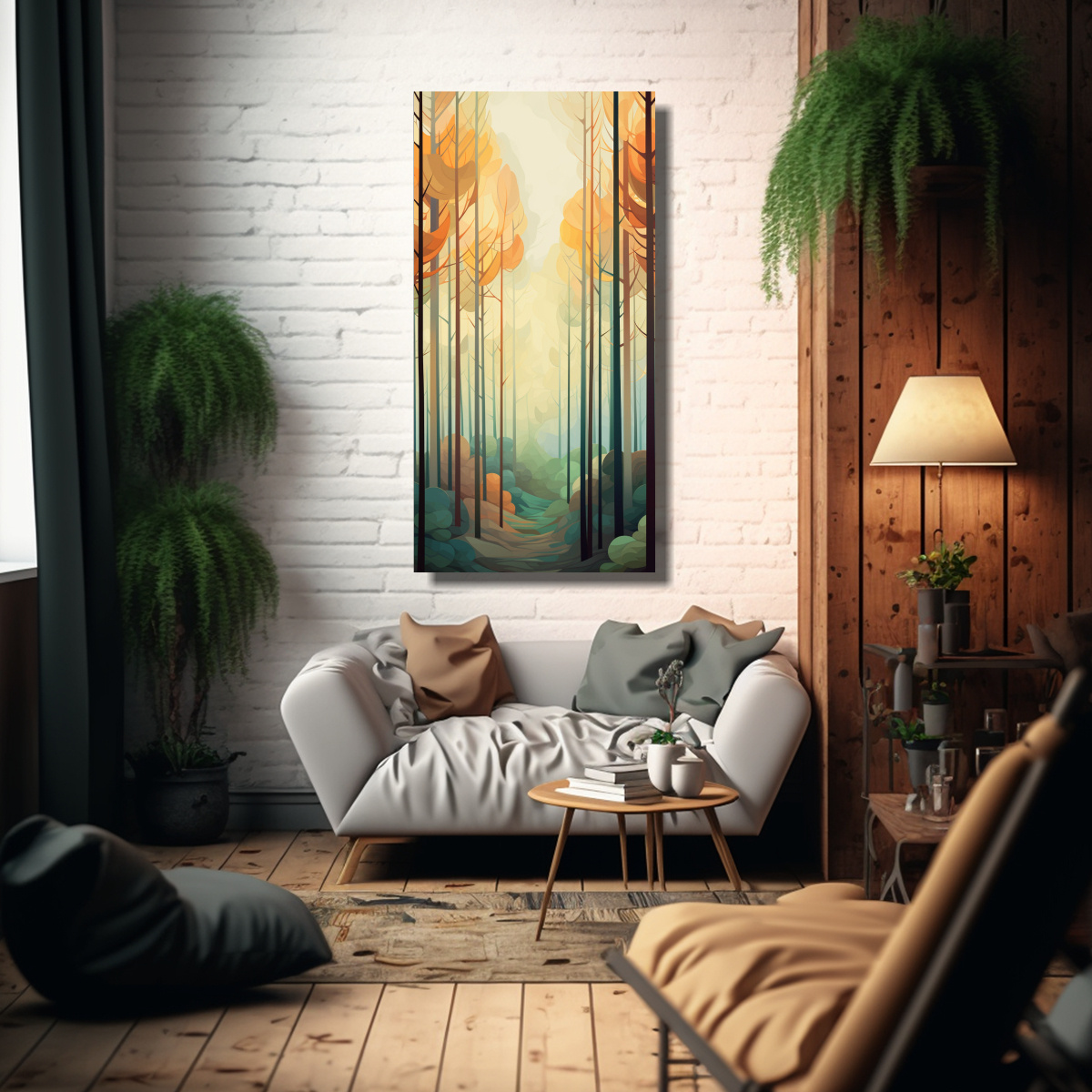 PINTURA DECORATIVA ABSTRACTA EN MADERA CON LIENZO 70X140 CM - 2