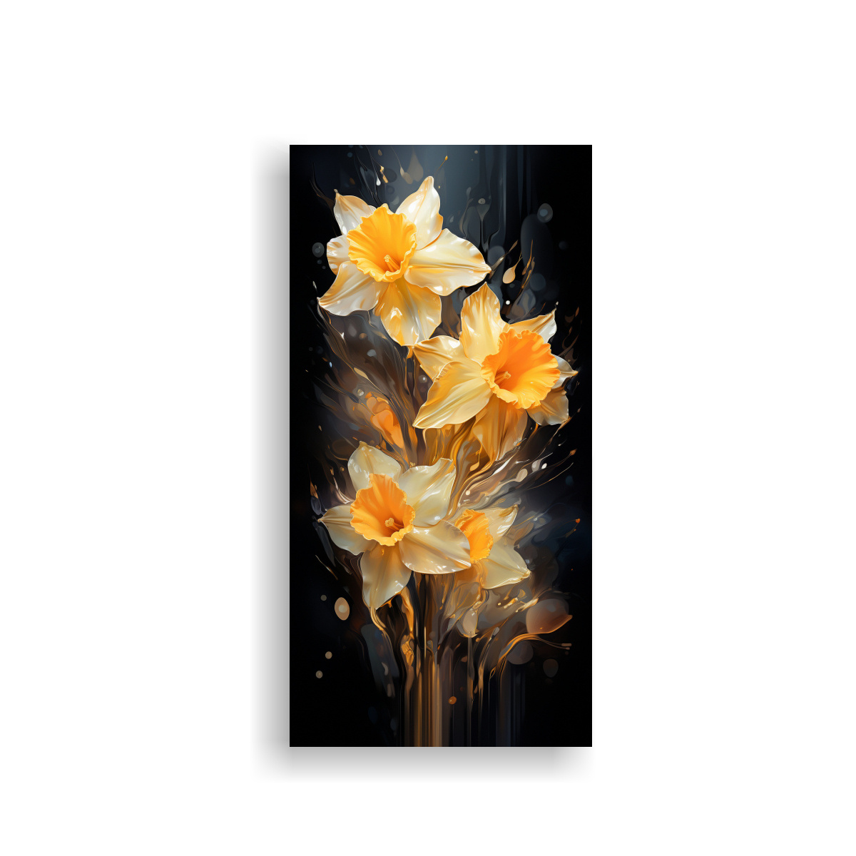 PINTURA ABSTRACTA AMAPOLAS DORADAS Y NEGRAS 40X80 CM - 1