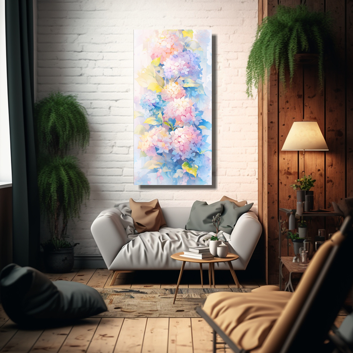TELA BASTIDOR CREATIVA ARTE GRÁFICO HYDRANGEAS 80X160 CM - 2