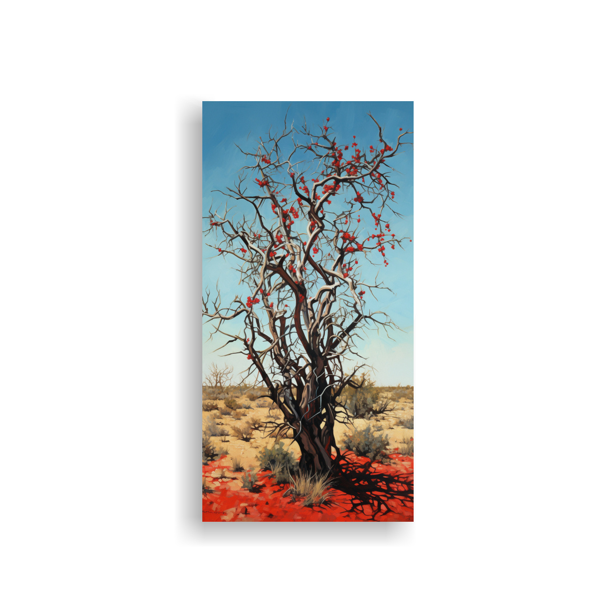 PINTURA ABSTRACTA DE ÁRBOL DE OCOTILLO CON TONOS 50X100 CM - 1