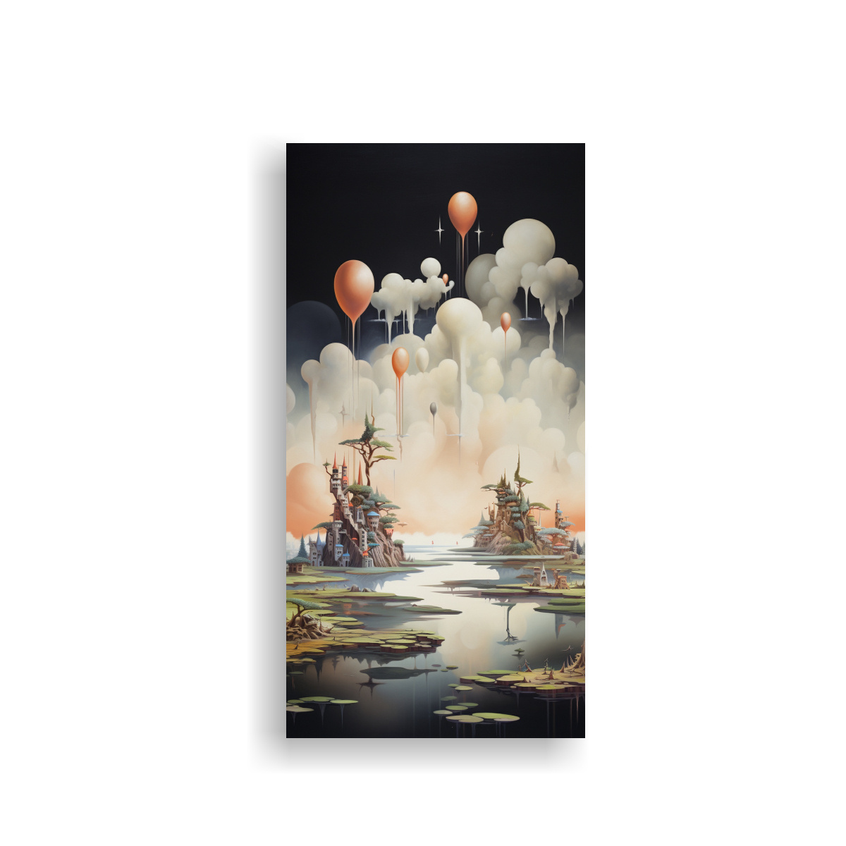 PINTURA DECORATIVA SURREALISTA CON ISLAS 60X120 CM - 1