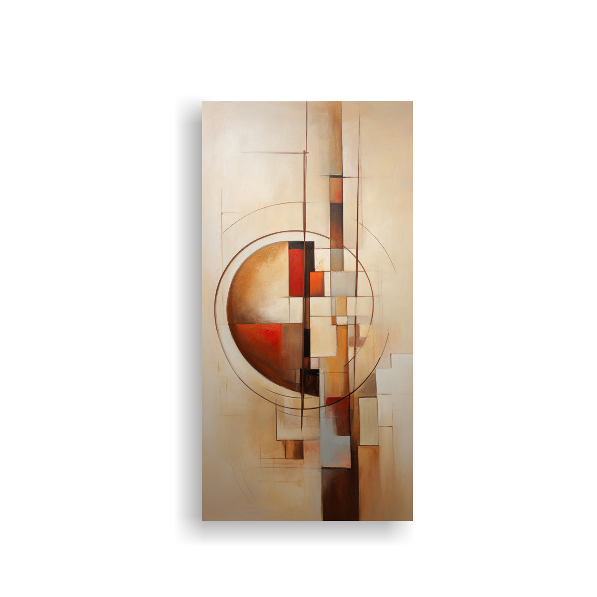 PINTURA ABSTRACTA BEIGE ESTILO CUADRO EN LIENZO 20X40 CM - 1