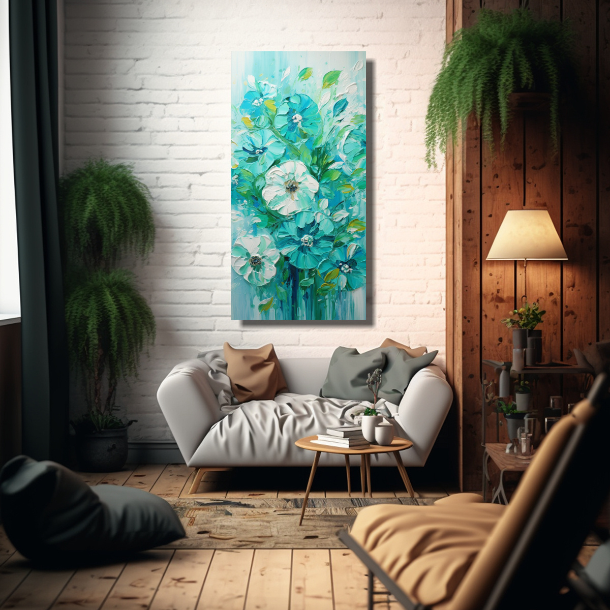 TELA EN BASTIDOR FINAS LINEAS COMPOSICIÓN 80X160 CM - 2