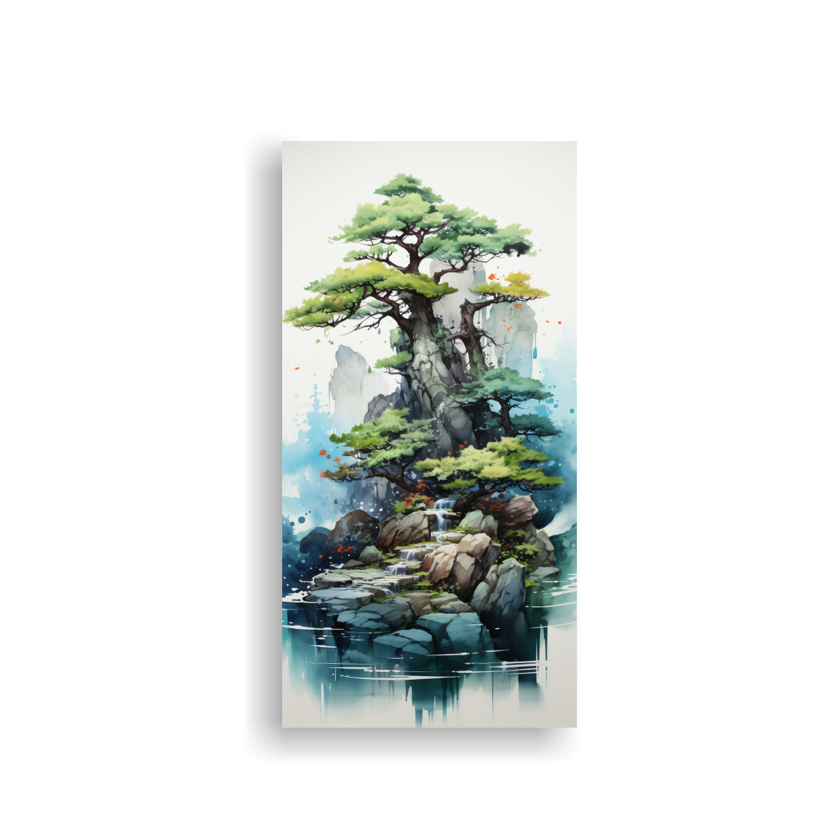PINTURA ABSTRACTA DE ÁRBOL DE PINO BONSÁI EN 50X100 CM - 1