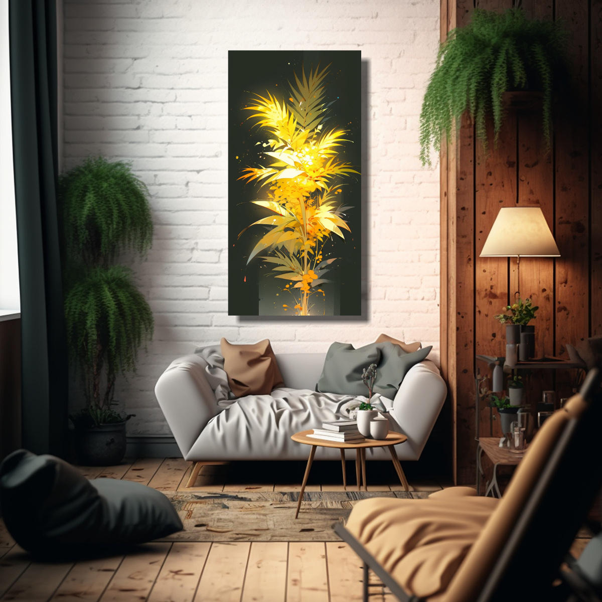CUADRO DE DECORACIÓN CON UNA PALMERA EN COLORES 20X40 CM - 2