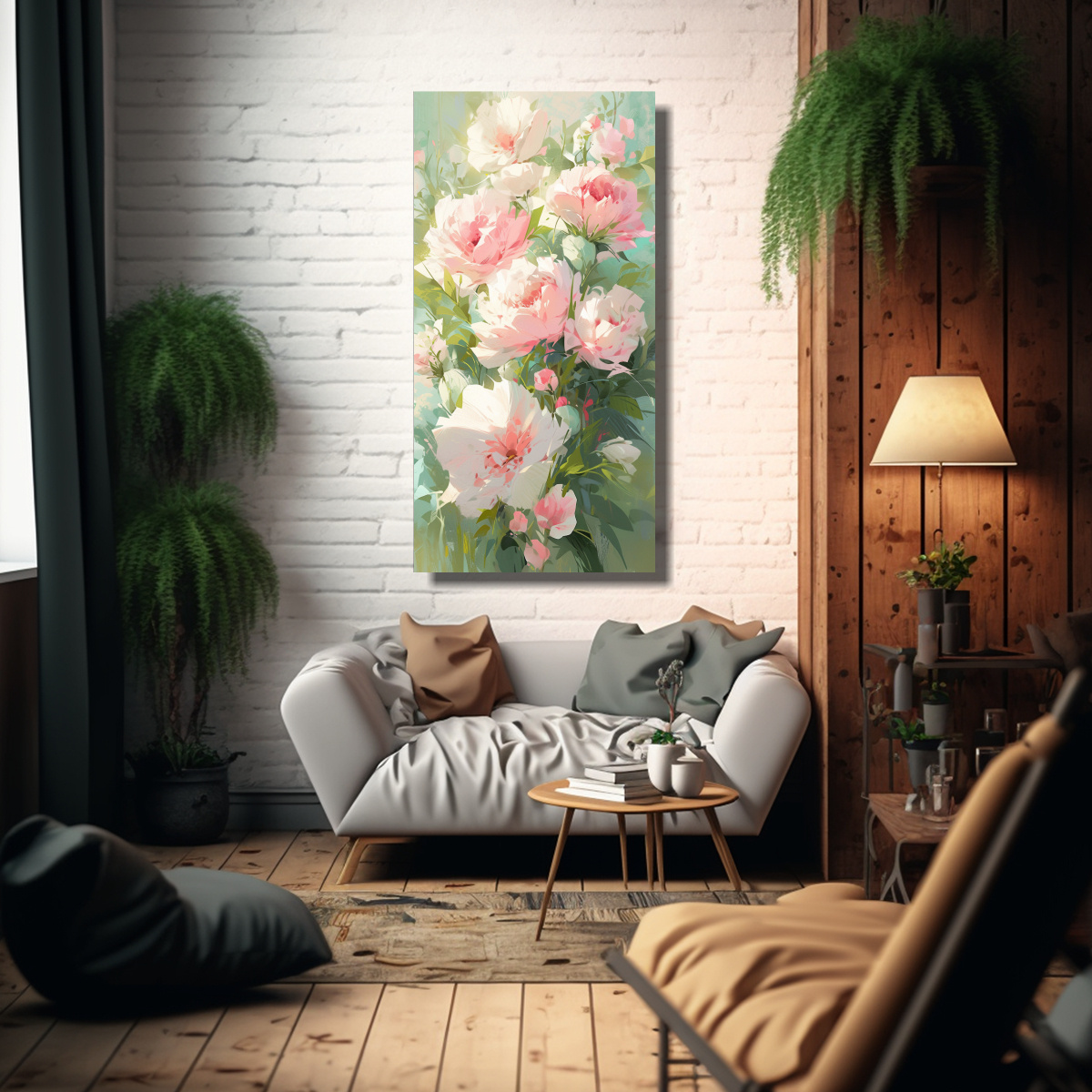 ARTE DE PARED INSPIRADOR PINTURA FLORAL EN LIENZO 20X40 CM - 2