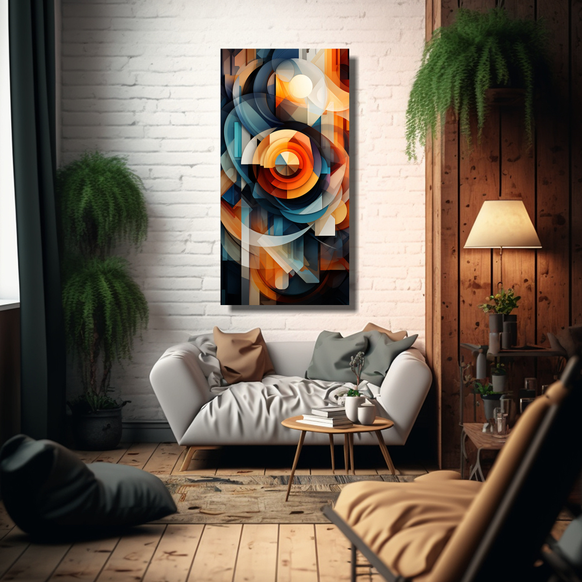 PINTURA ABSTRACTA EN ESTILO EQUILIBRADO Y COLORIDO 70X140 CM - 2