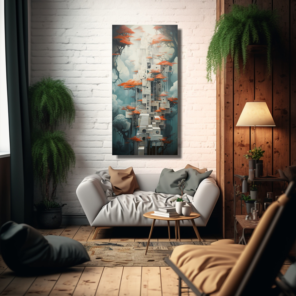 CUADROS DE PAISAJES ABSTRACTOS ESTILO LIENZO 80X160 CM - 2