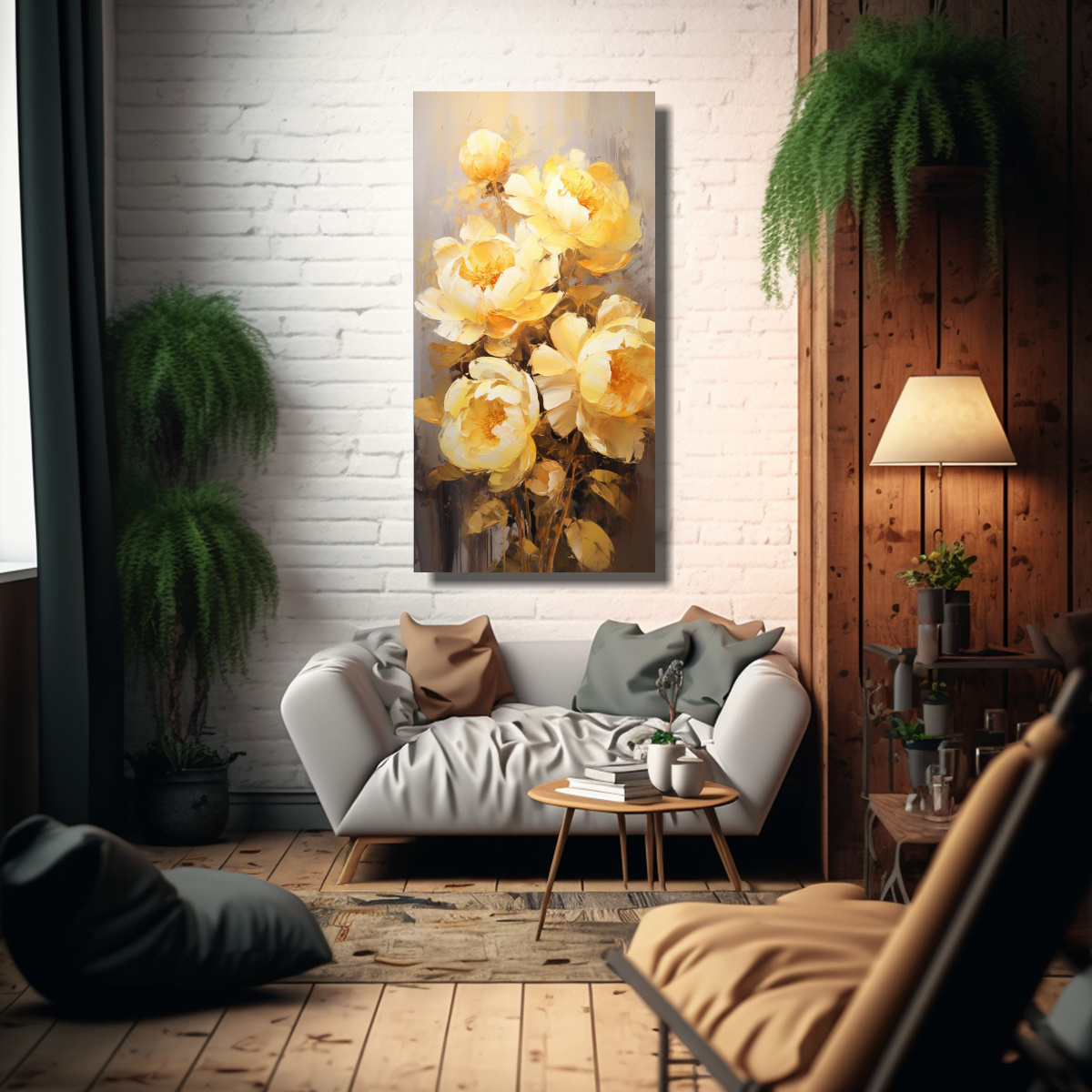 LIENZO TEMA ESQUEMA DE FLORES DE PEONÍAS 50X100 CM - 2