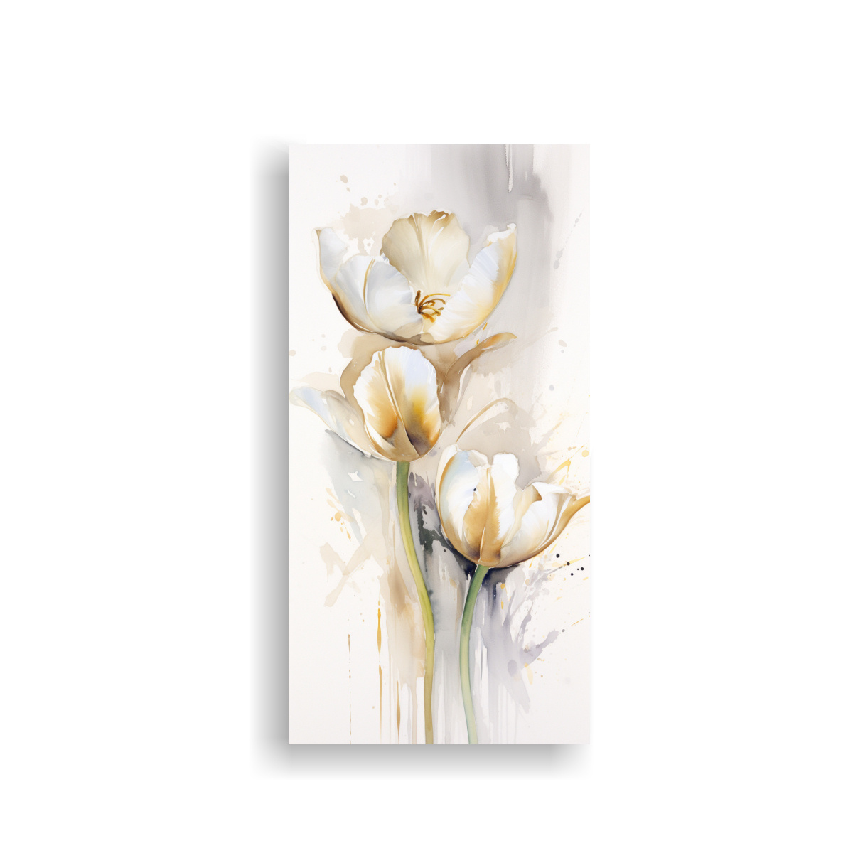 PINTURA ABSTRACTA MODERNA CON TULIPANES BLANCOS Y 80X160 CM - 1