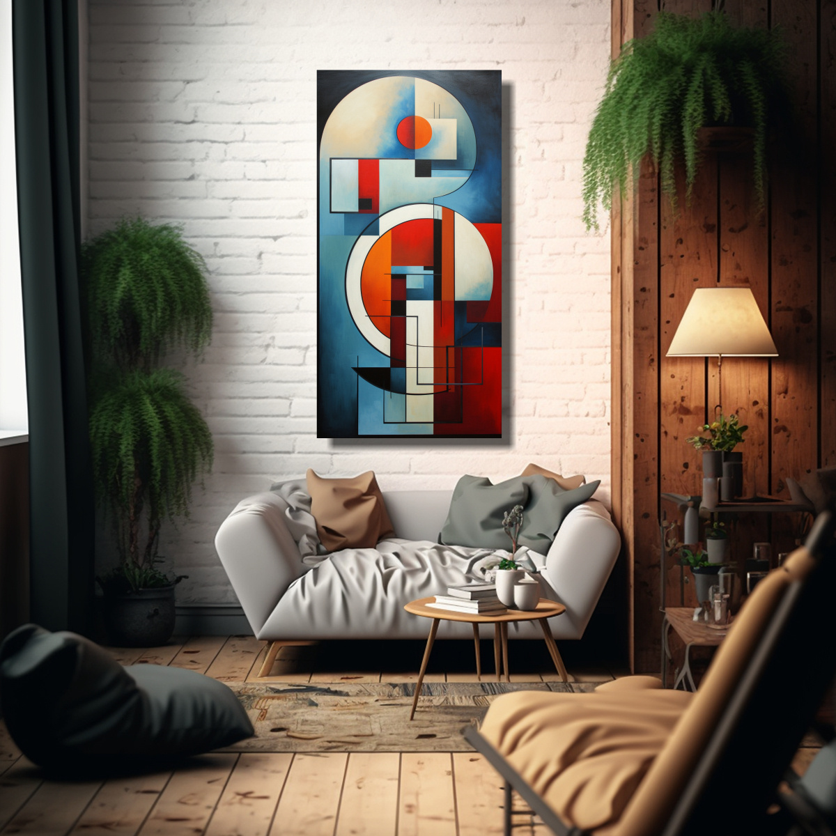 PINTURA ABSTRACTA ESTILO CONSTRUCTIVISTA CUADRO 50X100 CM - 2