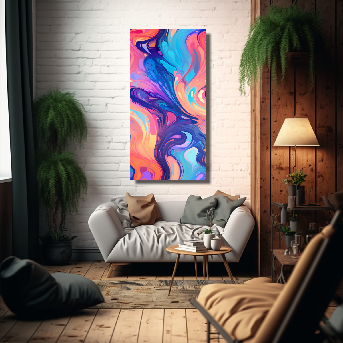 PINTURA ABSTRACTA DIGITALIZADA DE ARTE CONCEPTO 50X100 CM - 2