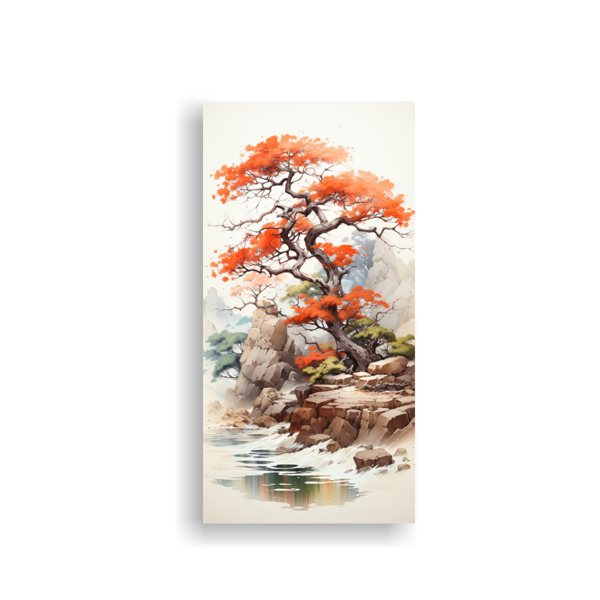 PINTURA ABSTRACTA COMPOSICIÓN EQUILIBRADA ÁRBOL 40X80 CM - 1