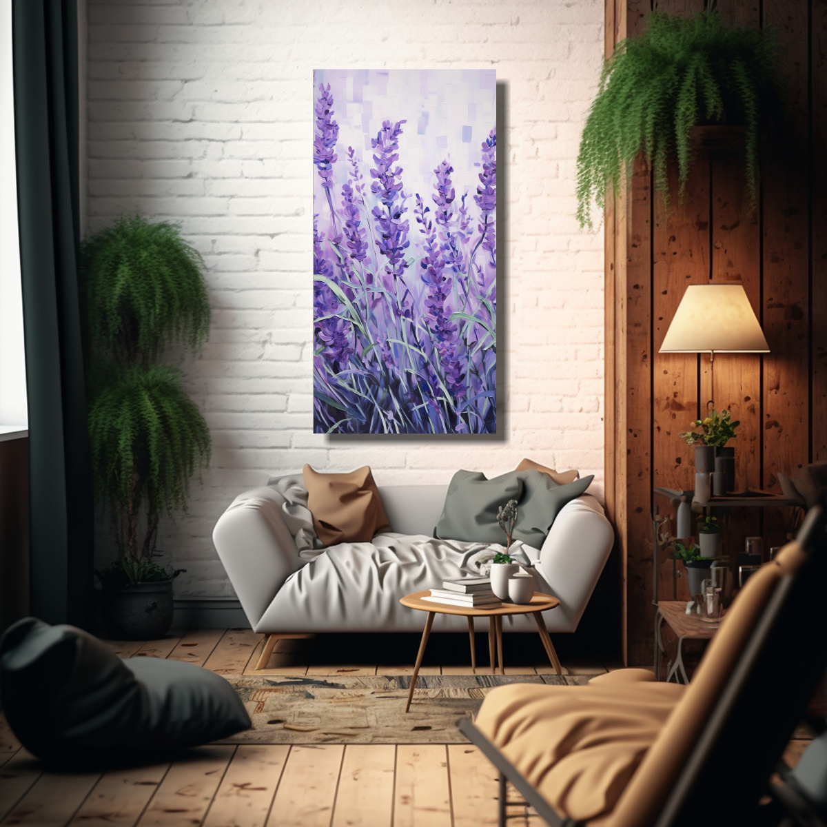 LIENZO DE TELA ABSTRACTA DE HIERBAS EN TONOS 50X100 CM - 2