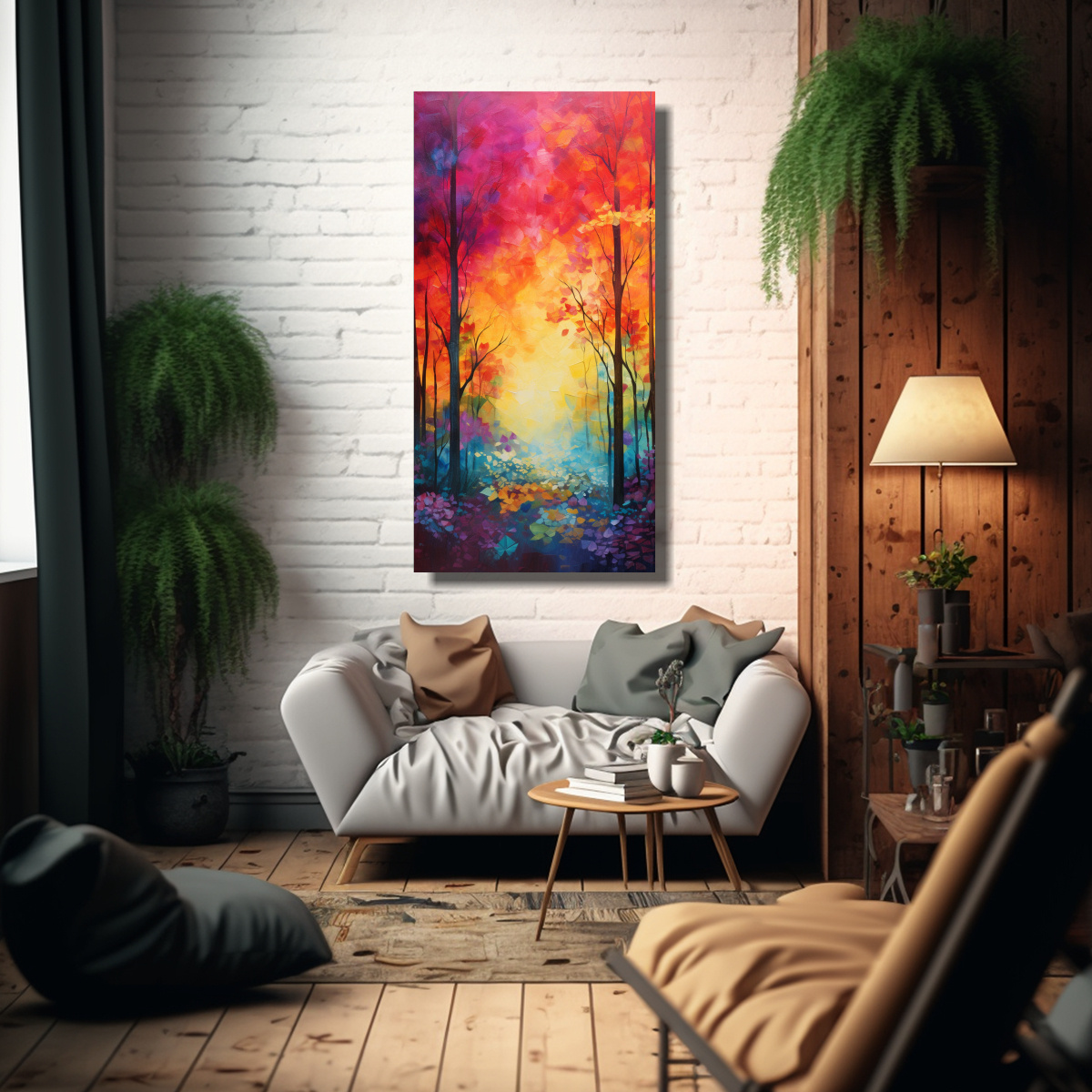 PINTURA DECORATIVA ABSTRACTA DEL BOSQUE EN ESTILO 40X80 CM - 2