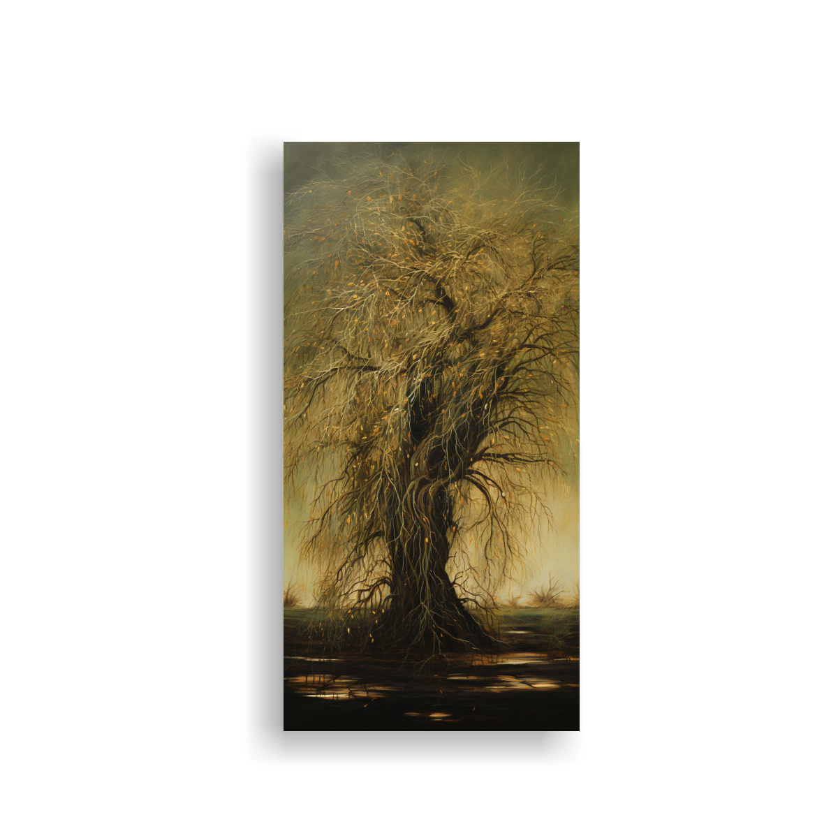 CUADRO ABSTRACTO LÍNEA DE ÁRBOL DE SAUCE, 80X160 CM - 1