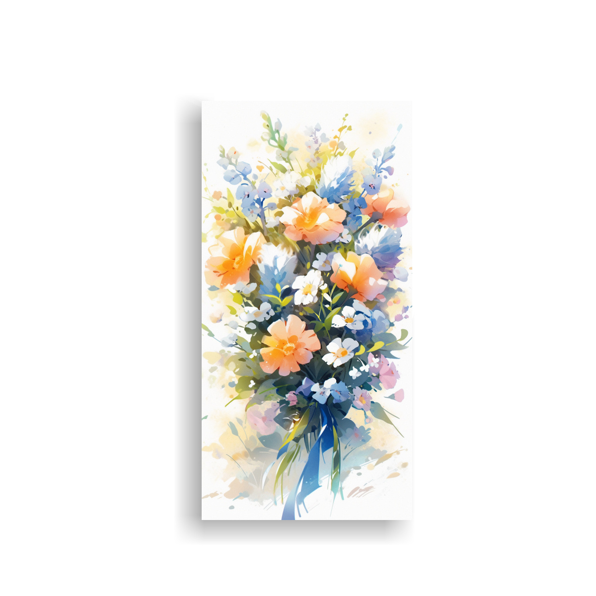 CUADRO FLORAL EN TELA ESTILO ACUARELA 70X140 CM - 1