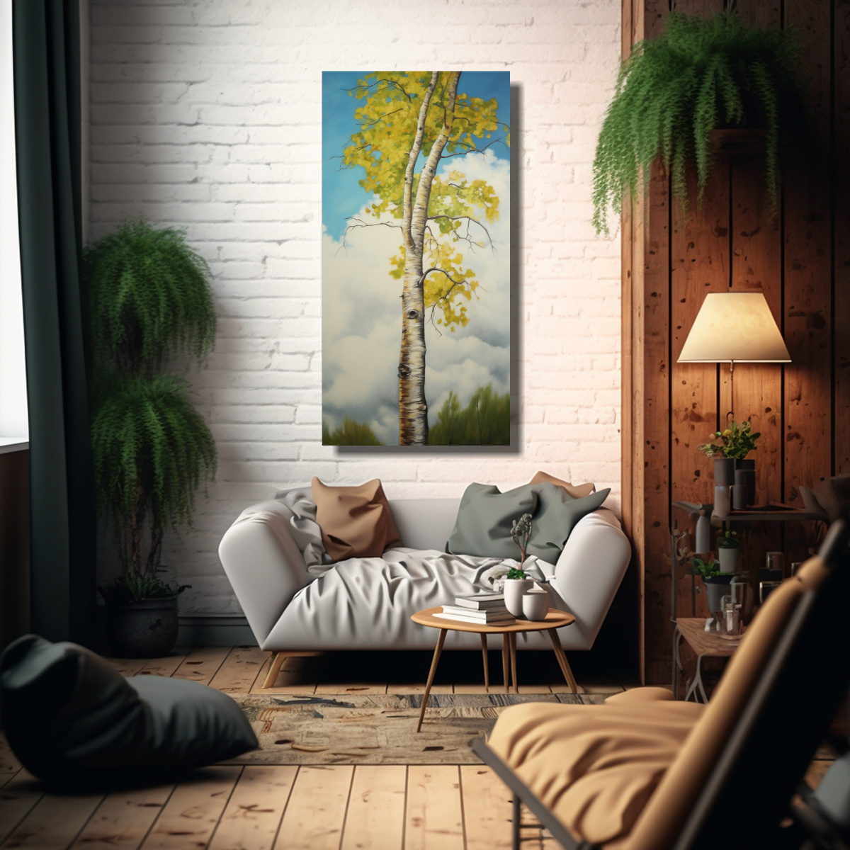 PINTURA ABSTRACTA DE ÁRBOL DE ÁLAMO TEMBLÓN DE 50X100 CM - 2