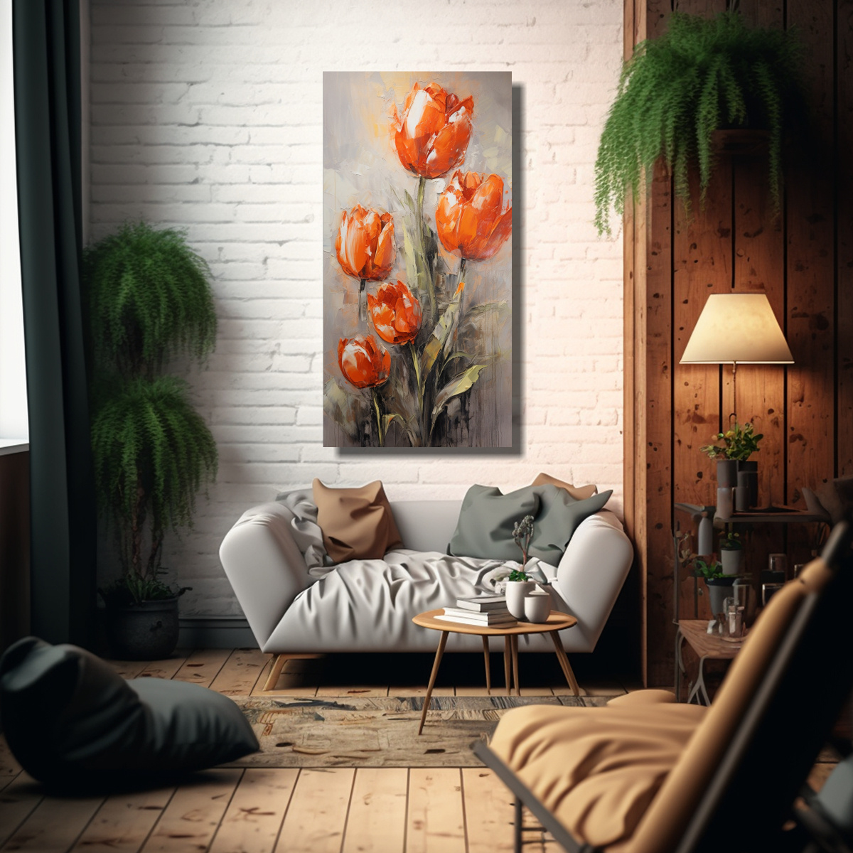 ARTE DE PARED DE COCINA: CUADRO DE TULIPANES 40X80 CM - 2