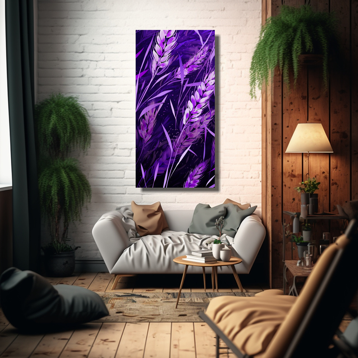 CUADRO CREATIVIDAD GRANOS CEBADA PÚRPURA Y 50X100 CM - 2