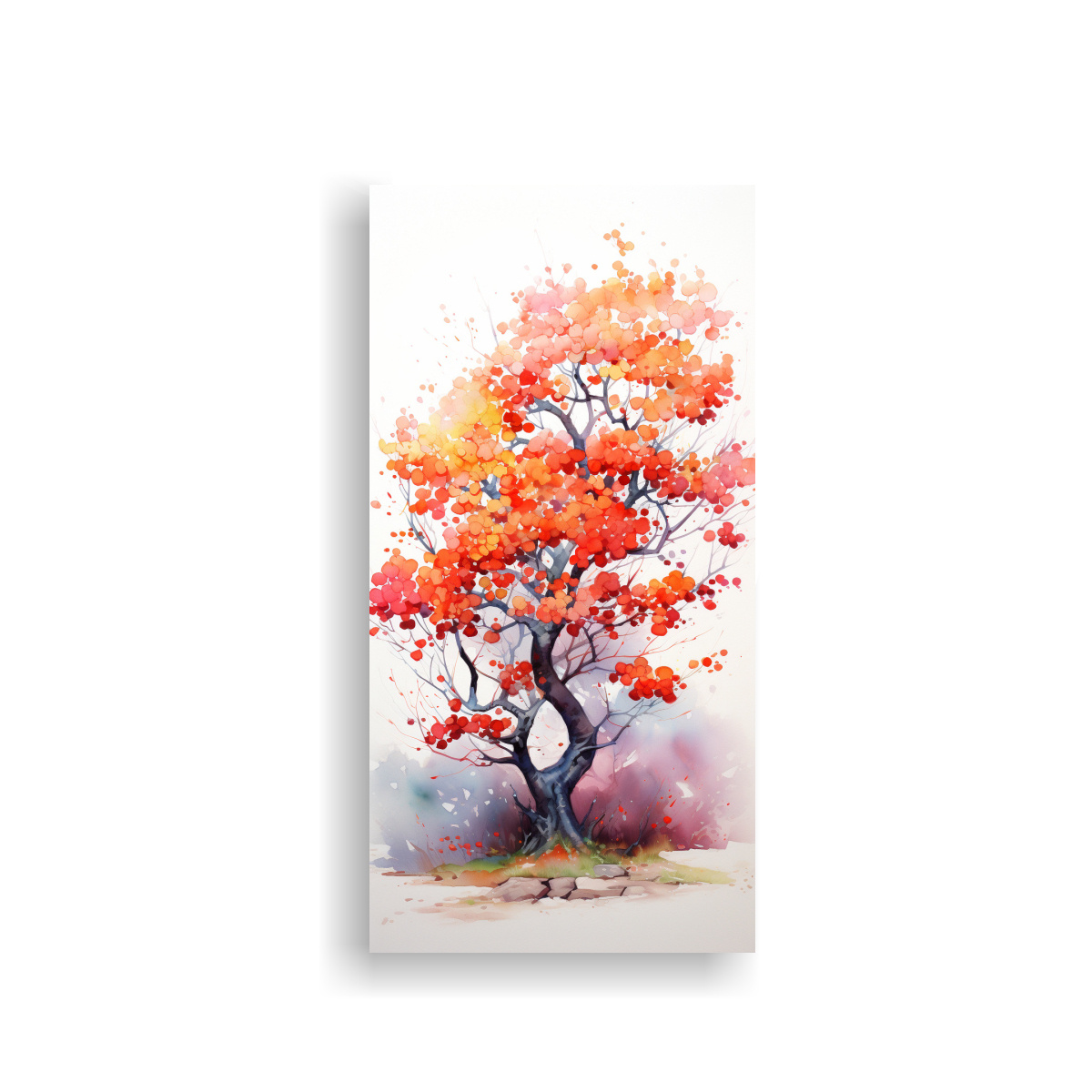 CUADRO ABSTRACTO DE ÁRBOL DE ARBUTUS EN COLORES 30X60 CM - 1
