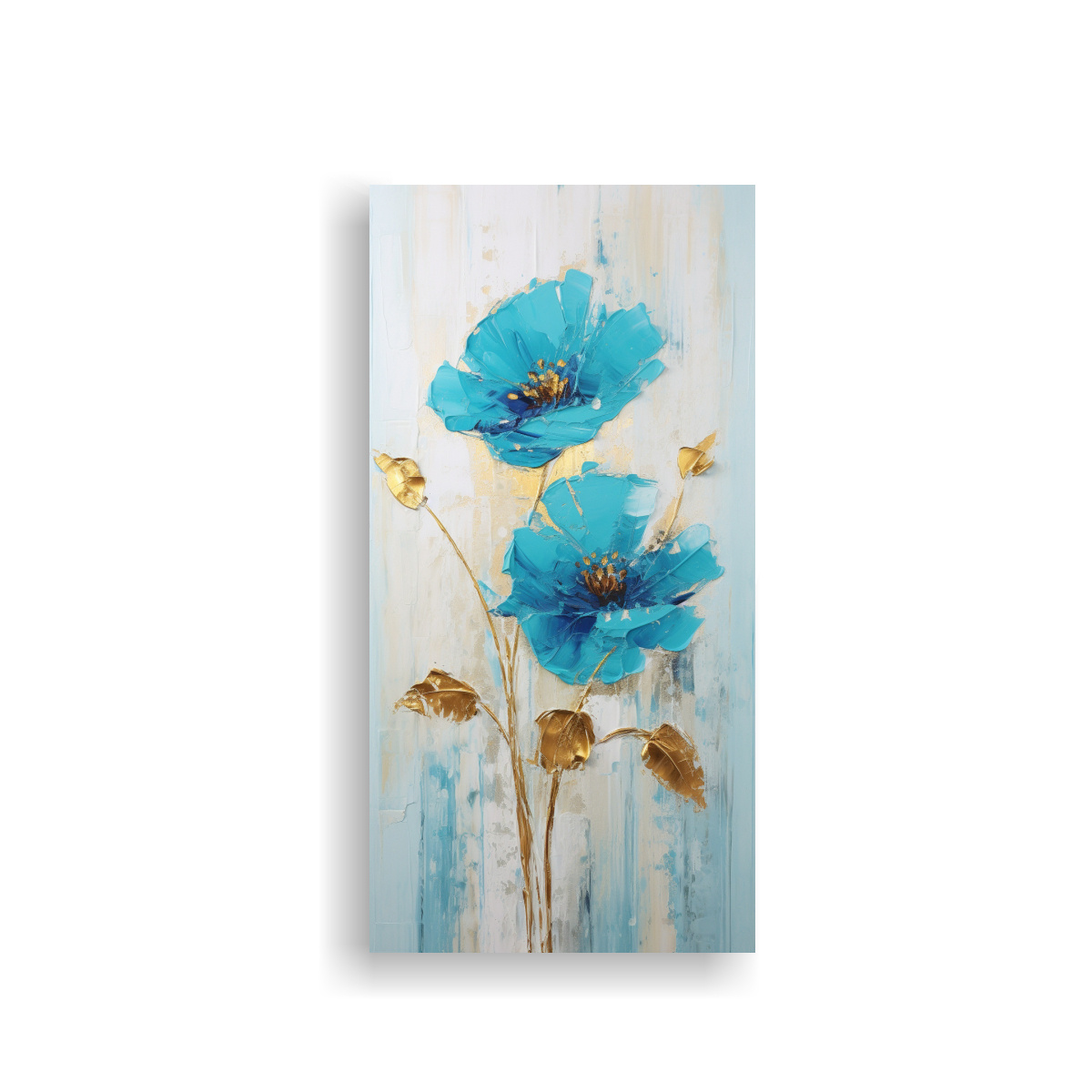 PINTURA EN LIENZO DE UNA FLOR AZUL EN EL ESTILO 30X60 CM - 1