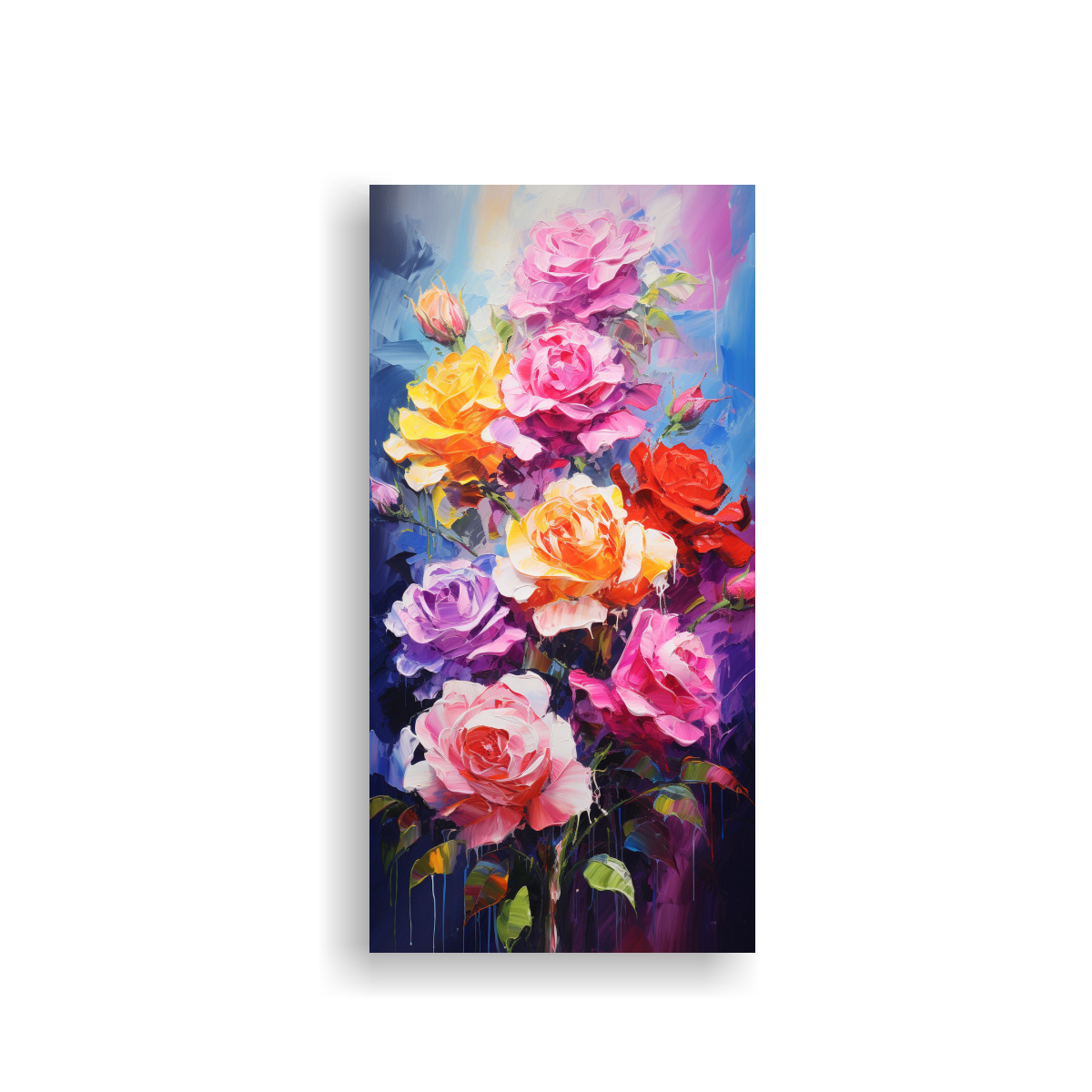 CUADRO ABSTRACCIÓN INTENSO CON ROSAS DE COLORES 80X160 CM - 1