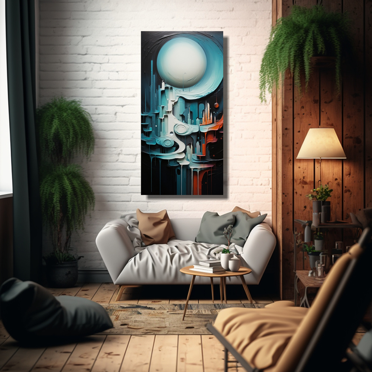 TELA EN BASTIDOR ABSTRACTA COLORES PARA MURAL 20X40 CM - 2