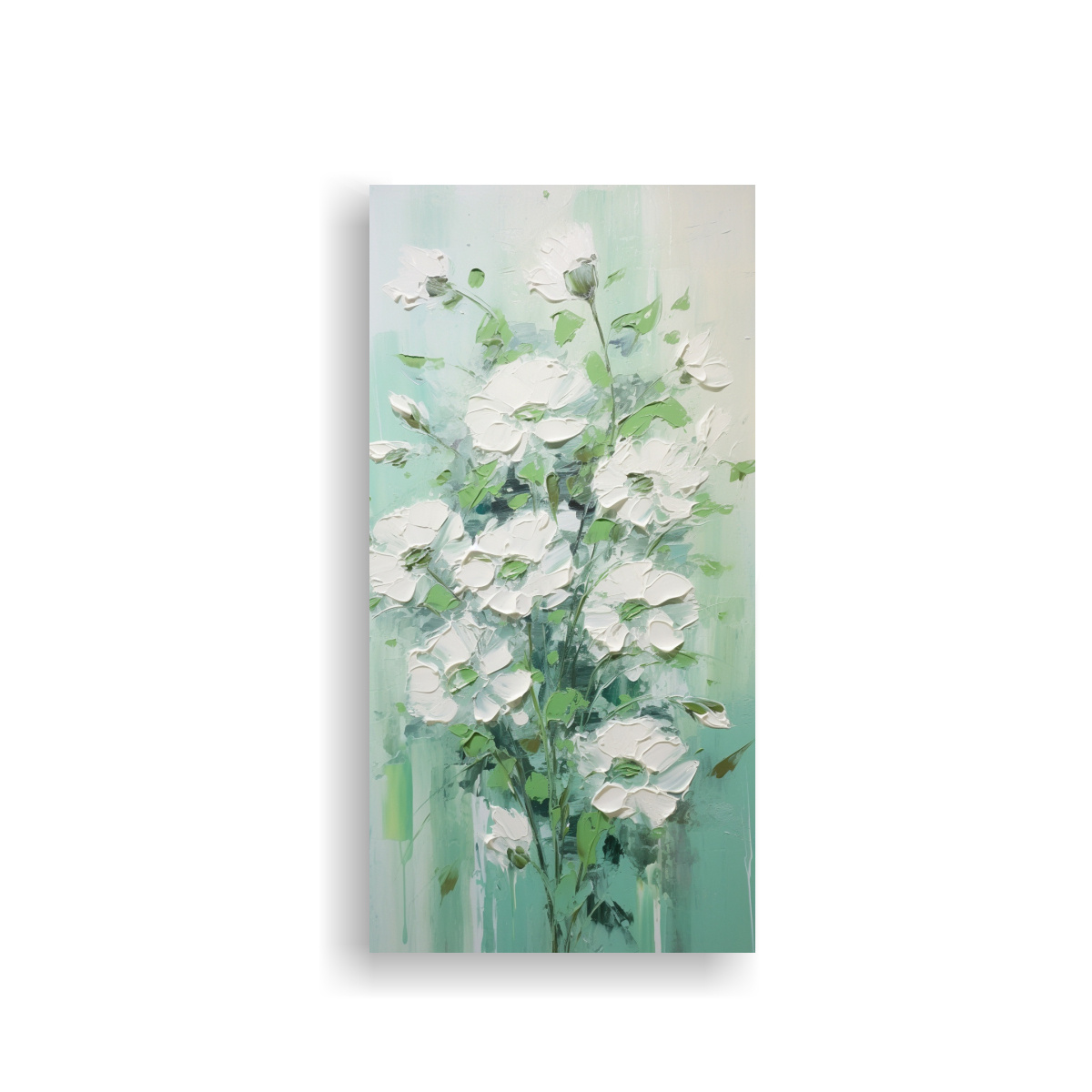 PINTURA FLORAL EN LIENZO EN COLORES VERDE Y 70X140 CM - 1