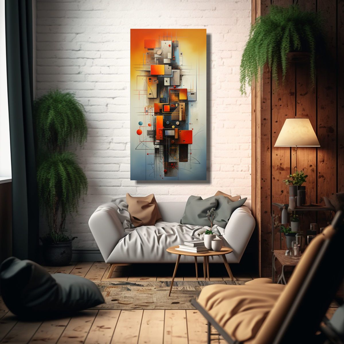 CUADROS ABSTRACTOS ECONÓMICOS DISEÑO VISUAL DE 80X160 CM - 2