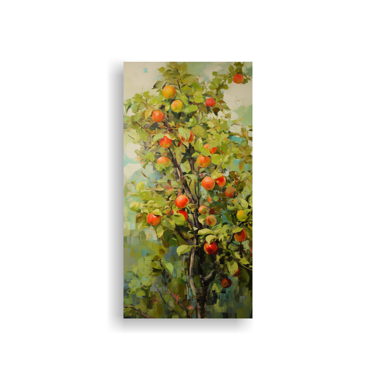 PINTURA ABSTRACTA DE ÁRBOLES FRUTALES EN ESTILO 20X40 CM - 1