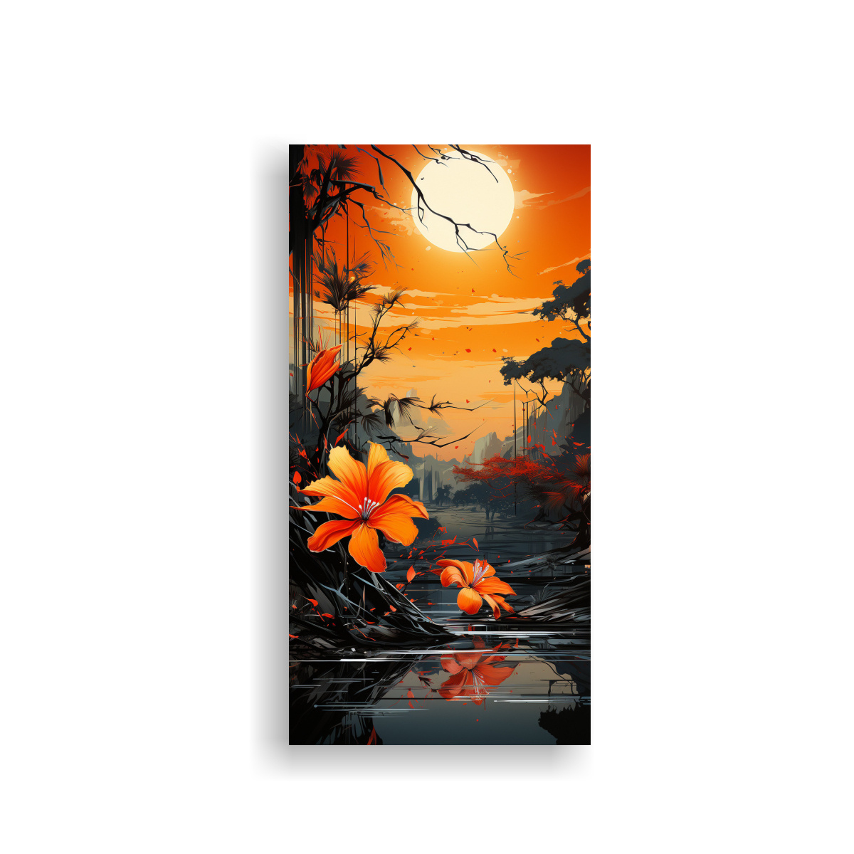 CUADRO DE PARED CONCEPTO: PALMERA EN NARANJA Y 50X100 CM - 1