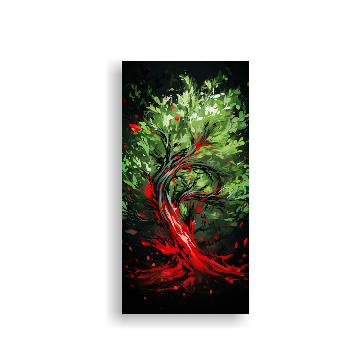PINTURA DECORATIVA DE ÁRBOL DE OLIVO EN COLORES 80X160 CM - 1