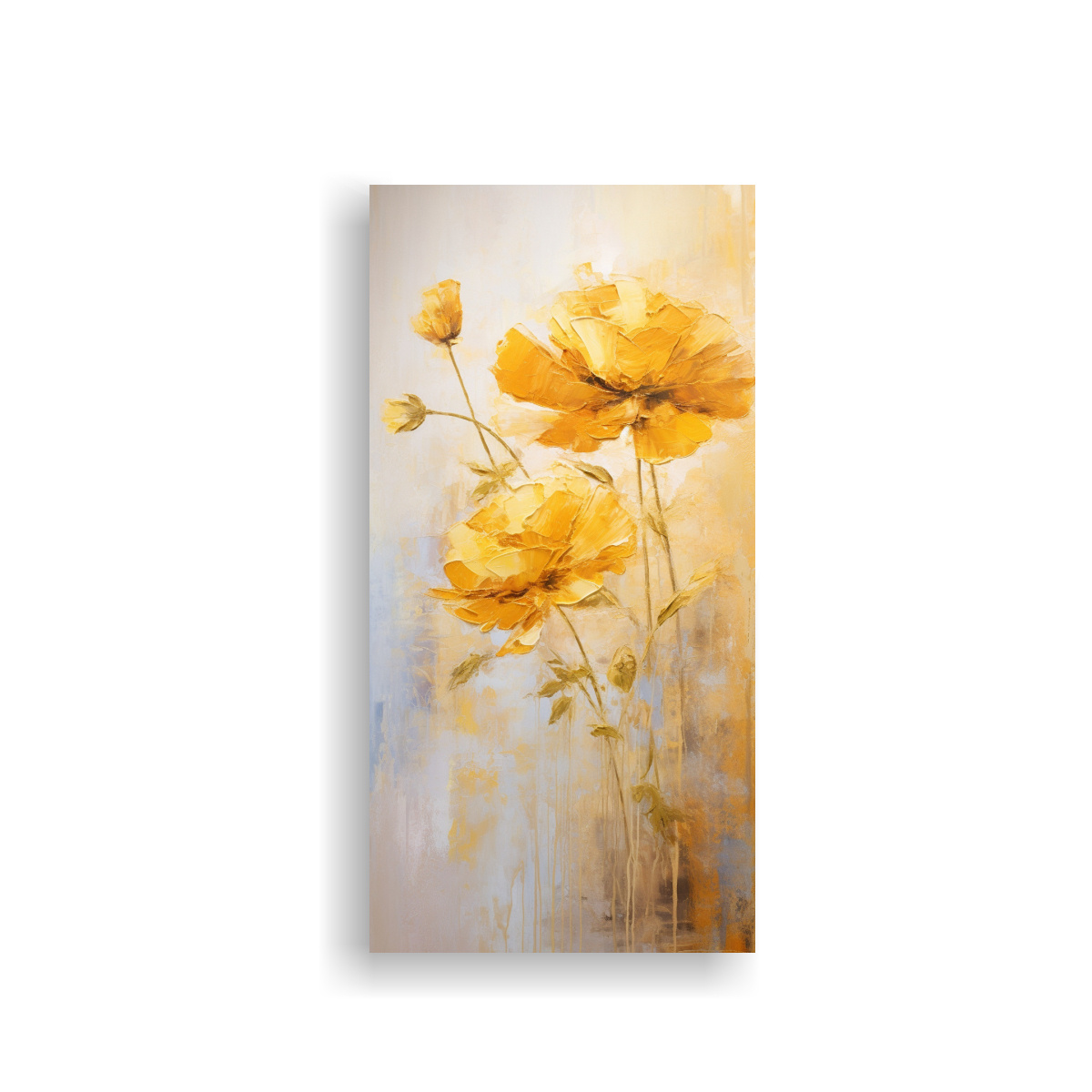 CUADRO AMARILLO FLOR ESTILO DECORATIVO PINTURA 20X40 CM - 1