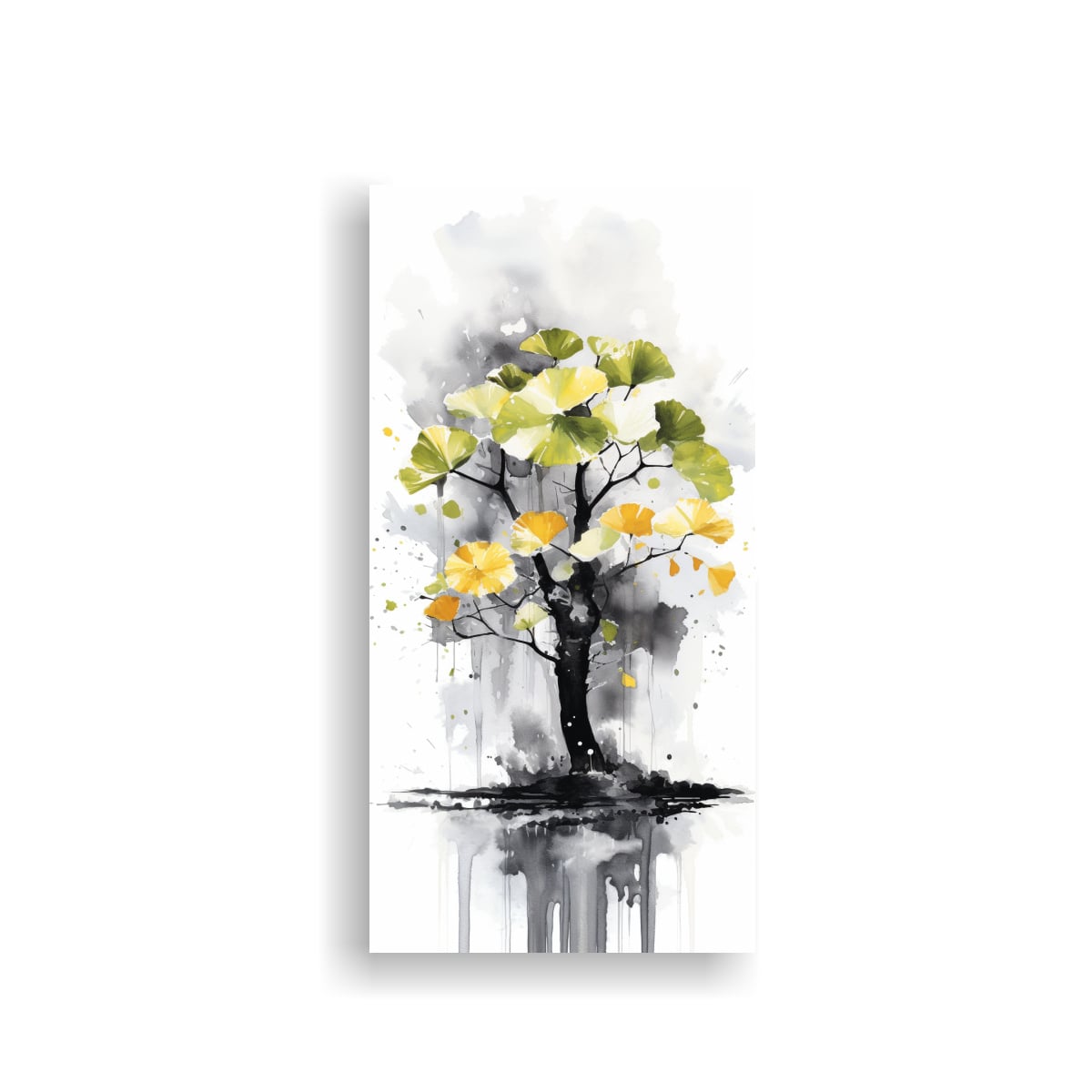 PINTURA DECORATIVA DE ÁRBOL BONSÁI GINKGO 40X80 CM - 1