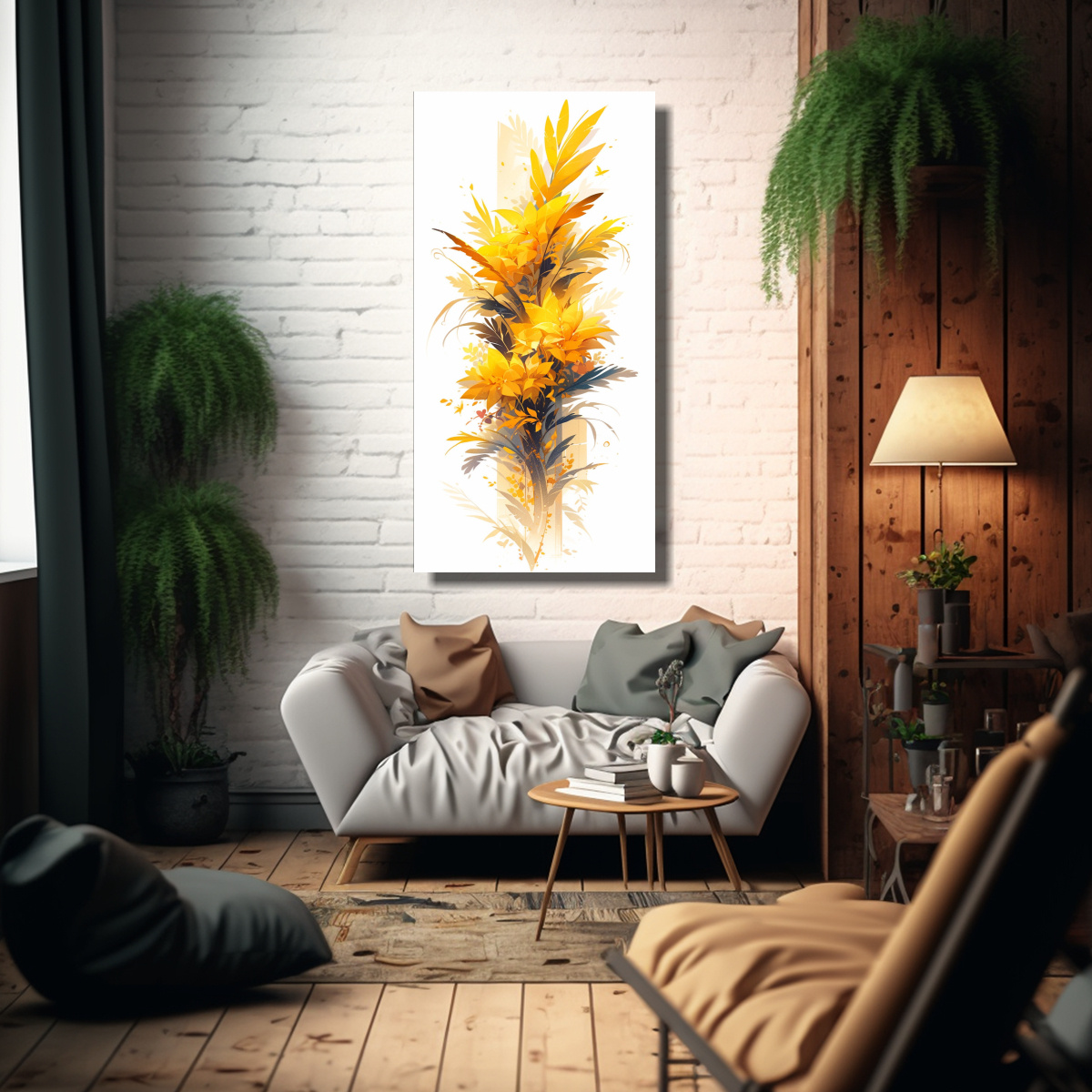 CUADRO CONCEPTUAL RESISTENTE: PALMERA AMARILLA EN 70X140 CM - 2