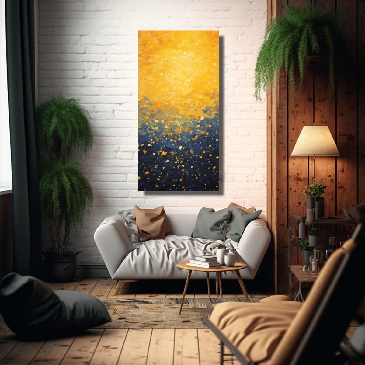 PINTURA DECORATIVA MINIMALISTA DE LA NOCHE 70X140 CM - 2