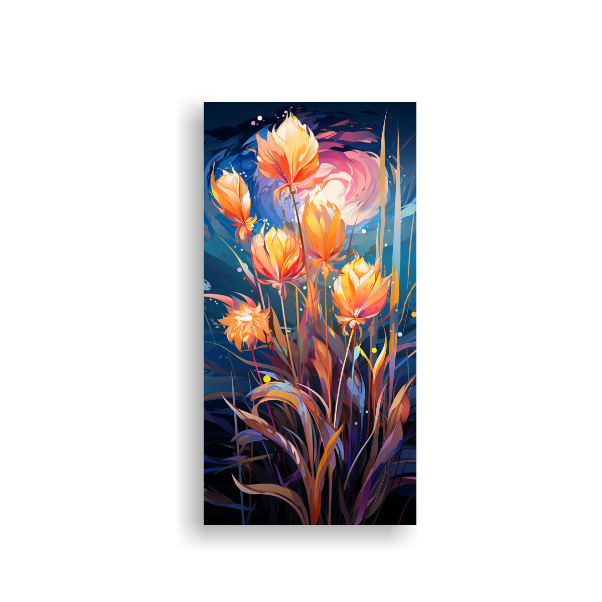 CUADRO DE CATTAIL GRASS EN COLORES DEL ARCO IRIS, 60X120 CM - 1