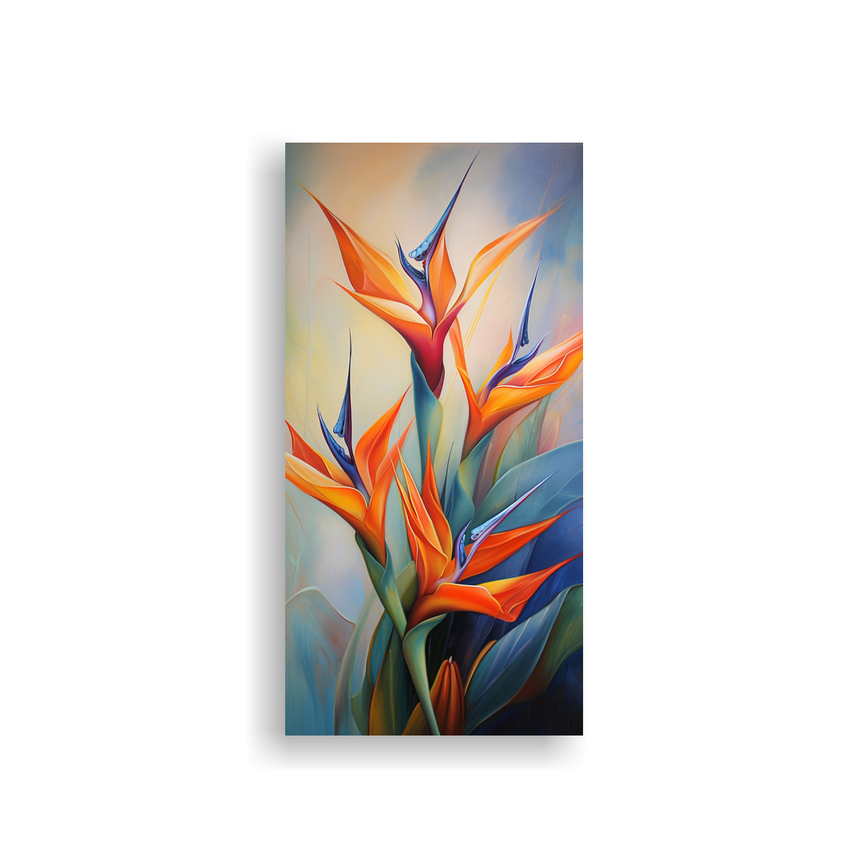 PINTURA ABSTRACTA DE FLORES DEL AVE DEL PARAÍSO, 70X140 CM - 1