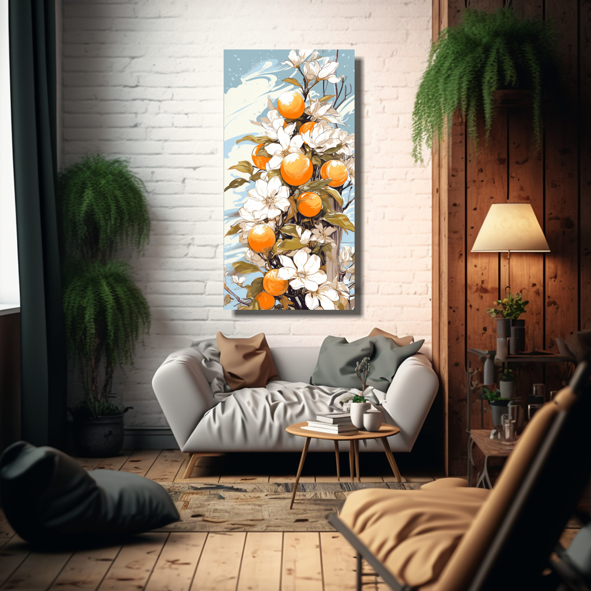 CUADRO DECORATIVO LUMINOSO: ÁRBOL NARANJA EN 40X80 CM - 2