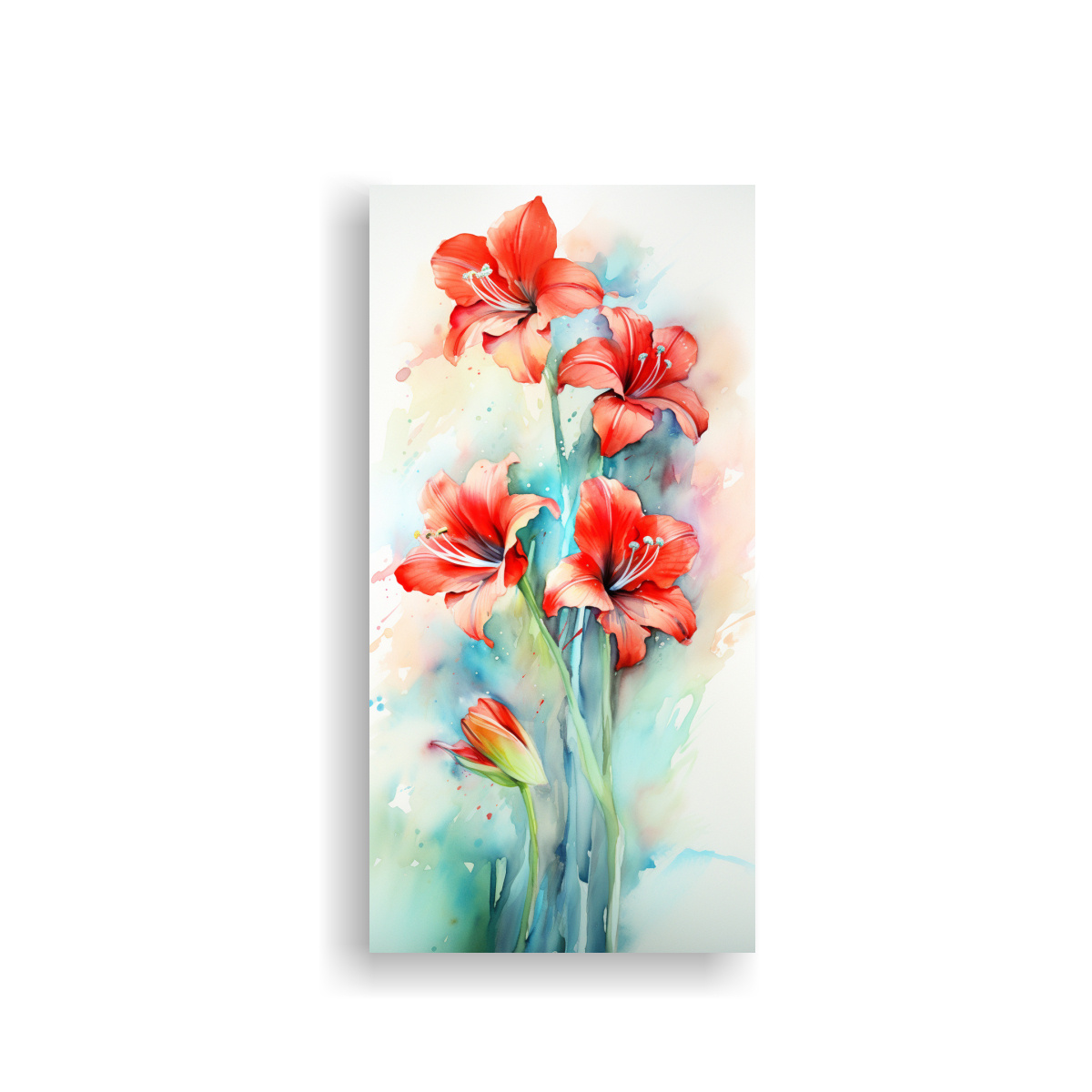 PINTURA ABSTRACTA DE AMARYLLIS EN COLORES ROJO Y 80X160 CM - 1