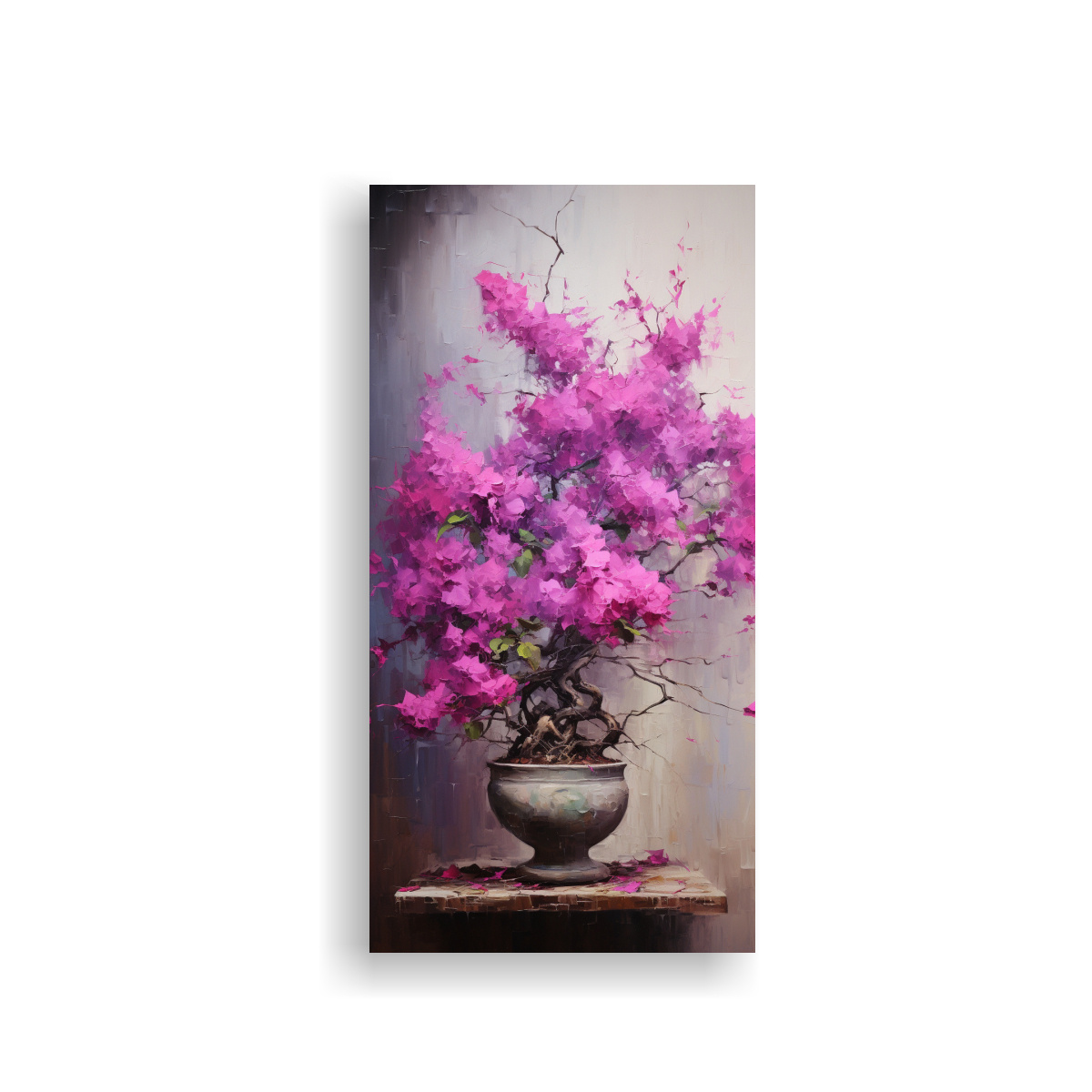 PINTURA ABSTRACTA DE BONSÁI BOUGAINVILLEA, ALTA 50X100 CM - 1
