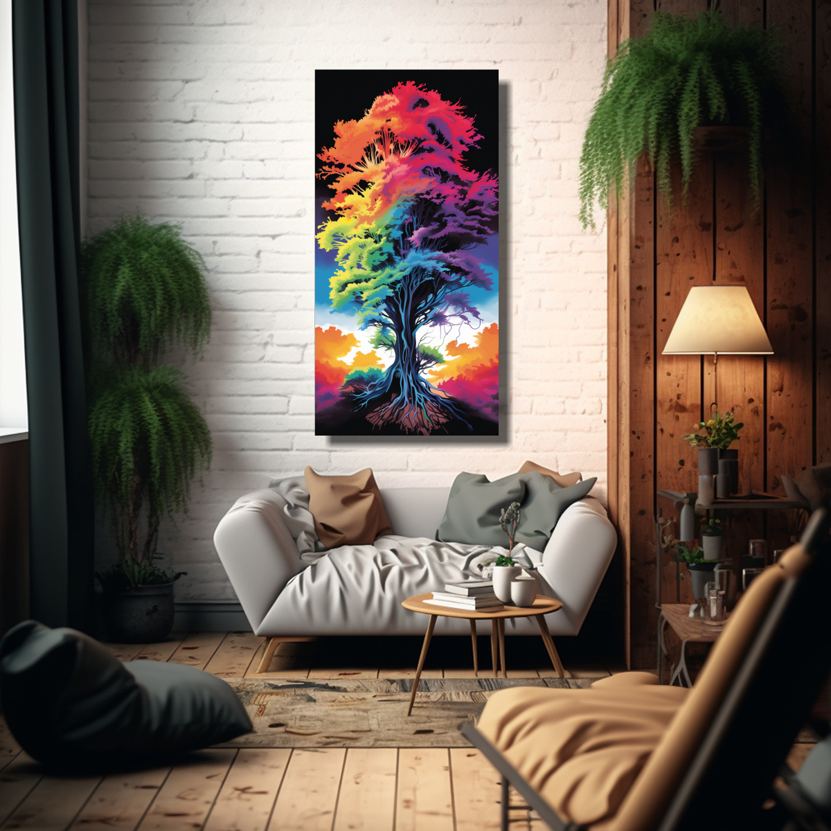 PINTURA DE ARTE ABSTRACTO DEL ÁRBOL DE SECUOYA 20X40 CM - 2