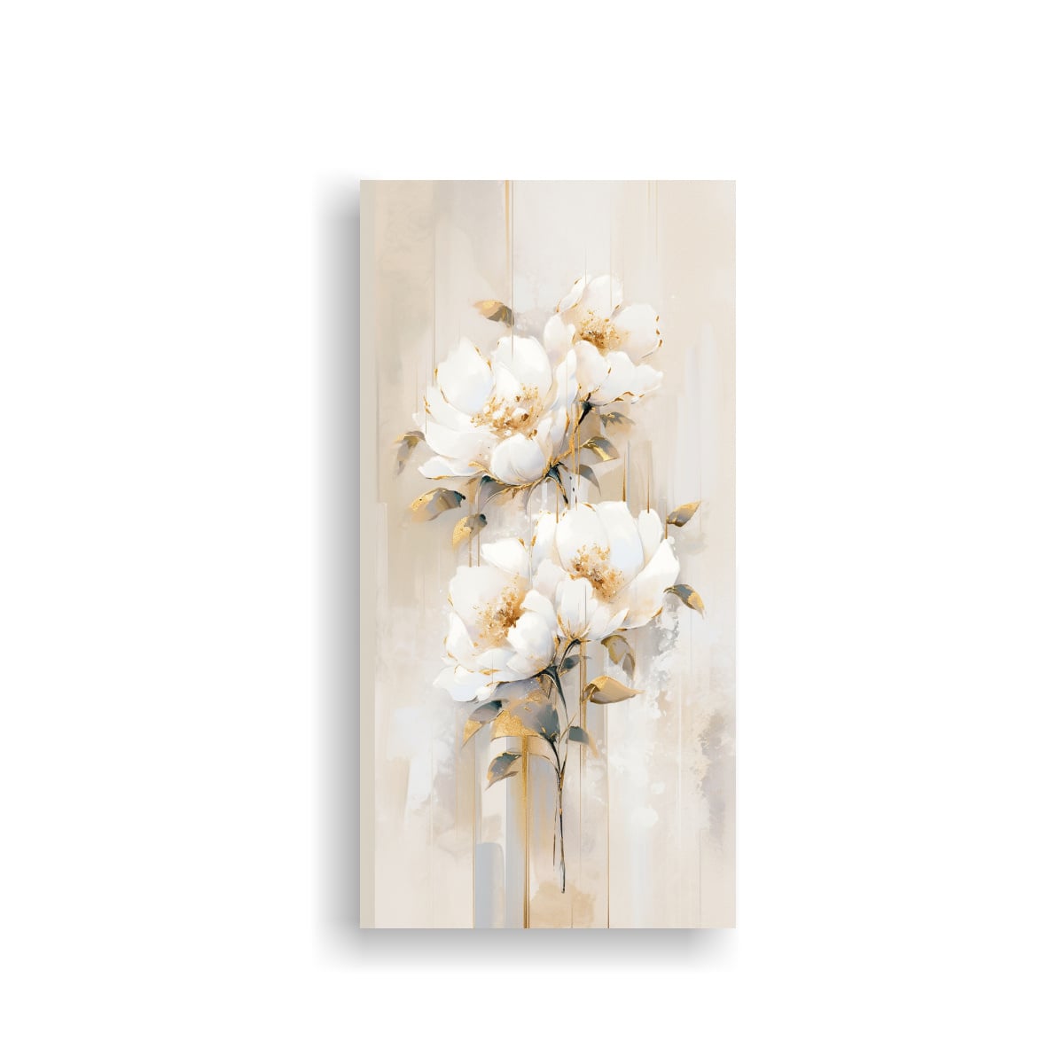 CUADRO DE TELA VINTAGE CON FLORES EN BLANCO Y 50X100 CM - 1