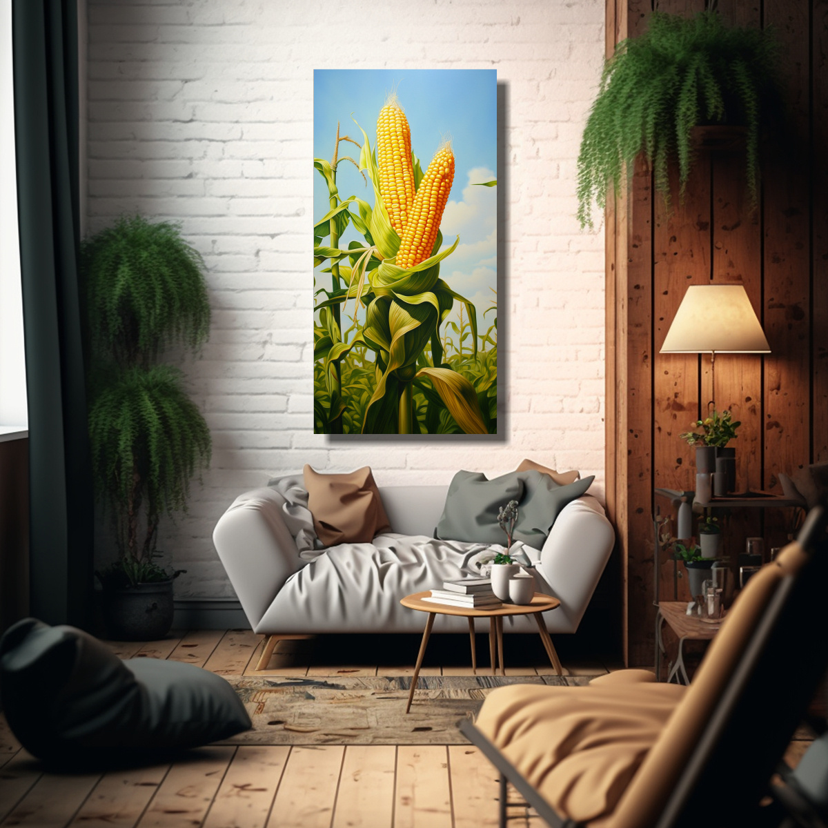 PINTURA ABSTRACTA DE GRANOS DE MAÍZ EN ESTILO 30X60 CM - 2