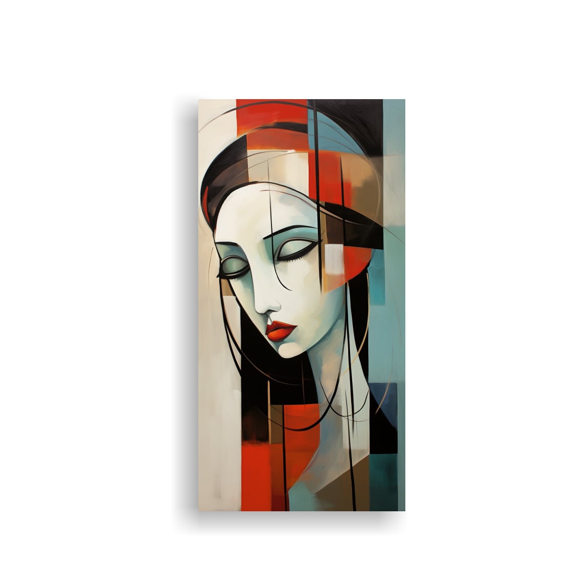 CUADRO ABSTRACTO EQUILIBRIO VISUAL MUJER ROSTROS 30X60 CM - 1