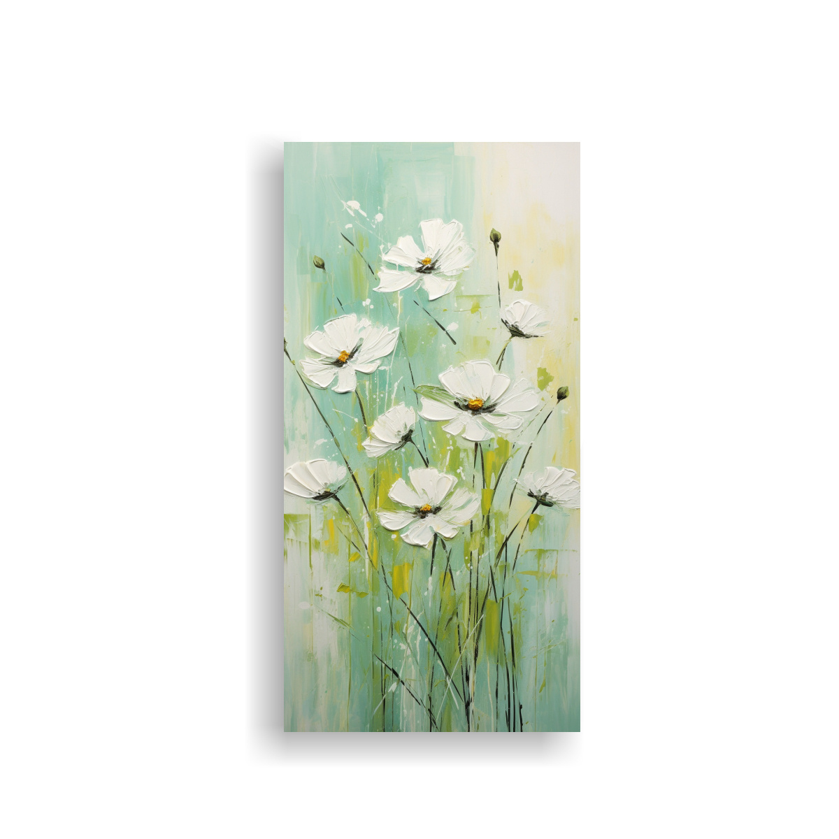 CUADRO DIBUJO COLORES VIBRANTES FLORES VERDES 60X120 CM - 1